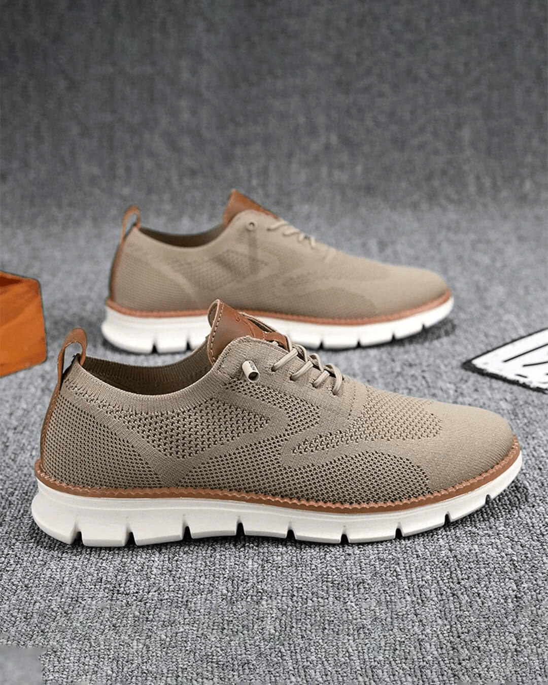 OLANE Breathable Non - Slip Knit Sneakers Khaki39Men's Shoes