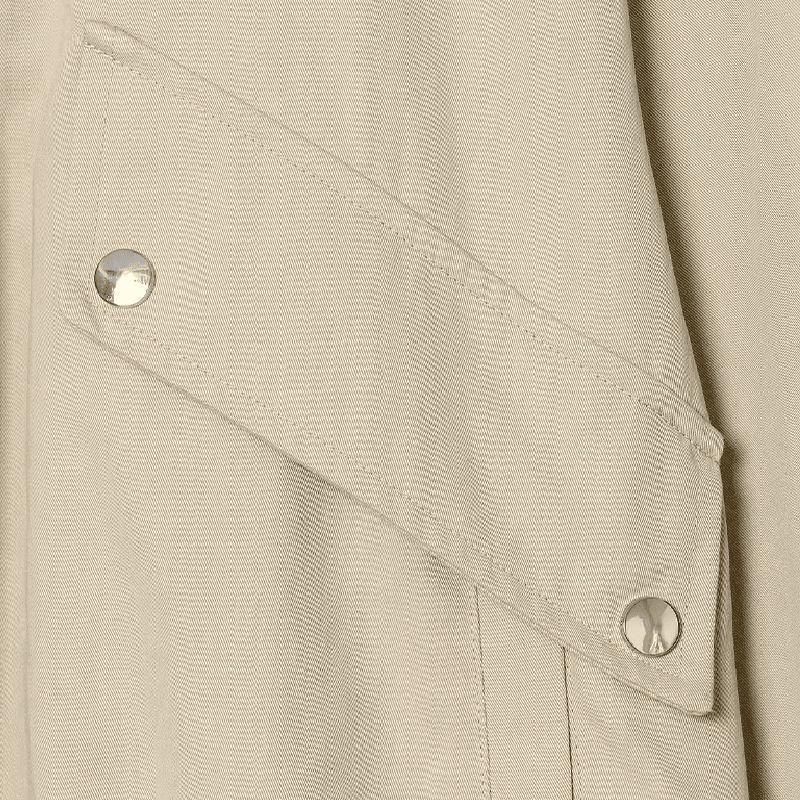 OLANE Casual Button-Front Stand Collar Jacket KhakiLWomen's Coats & Jackets