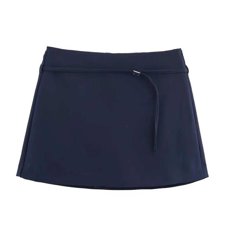 OLANE Casual Side Zip Mini Skort with Belt NavyXSShorts