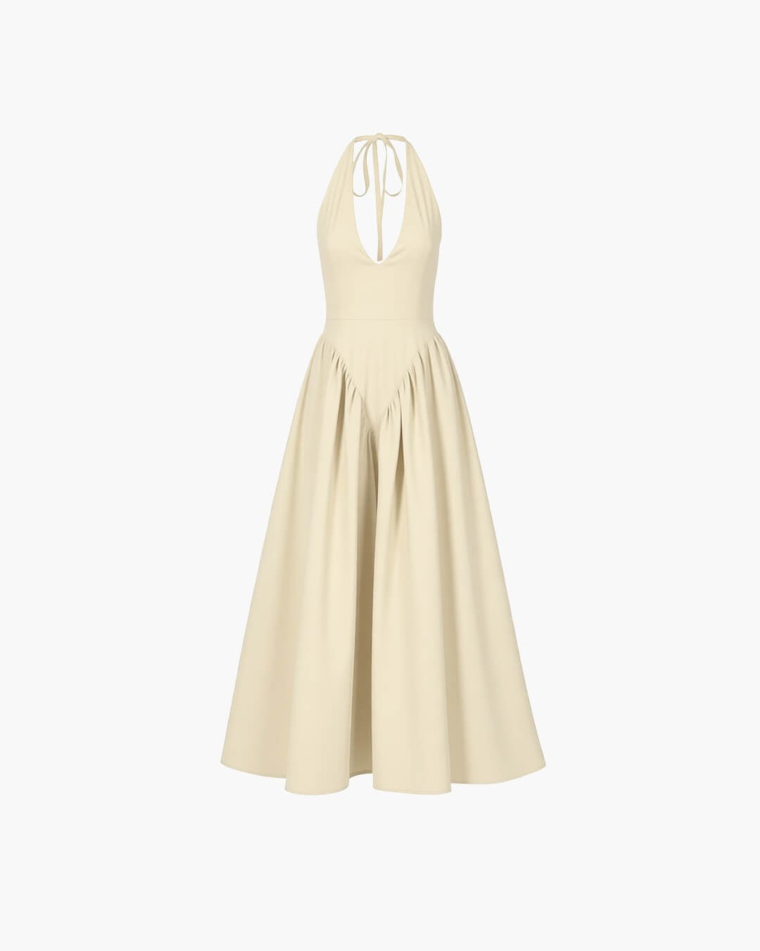 OLANE Chiffon Deep Neck Maxi Dress BeigeMWomen's Dresses