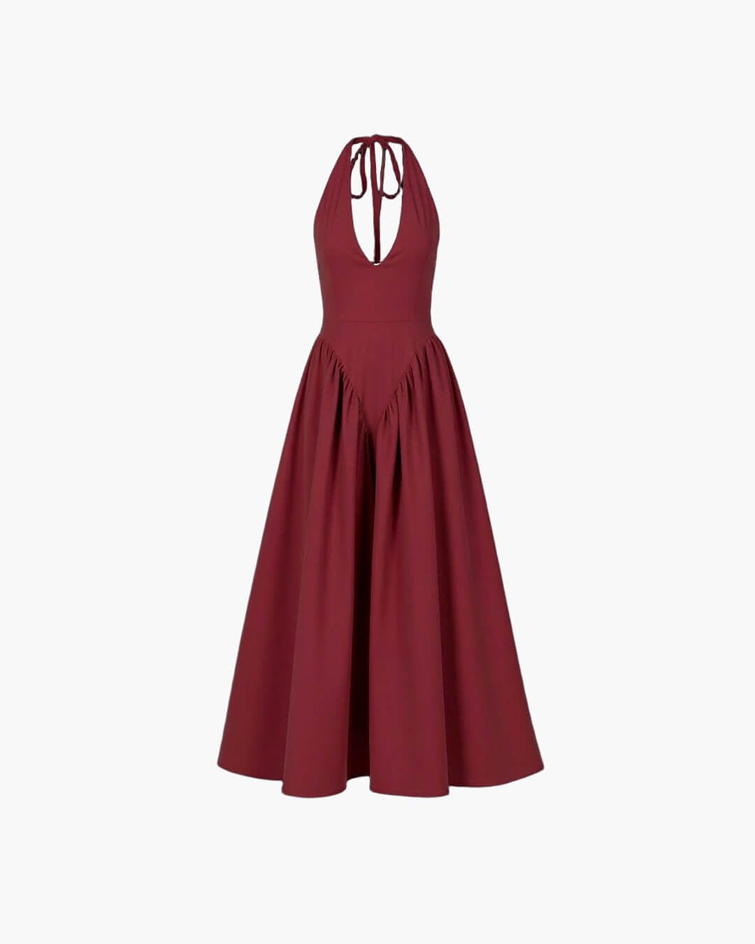 OLANE Chiffon Deep Neck Maxi Dress ClaretMWomen's Dresses