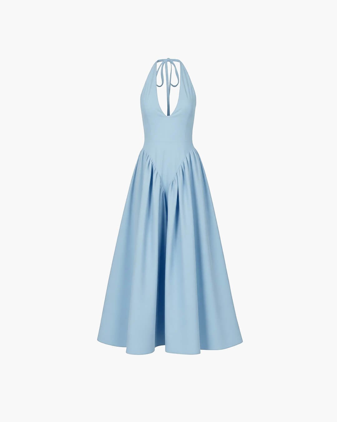 OLANE Chiffon Deep Neck Maxi Dress Light BlueMWomen's Dresses