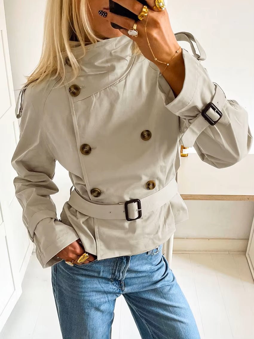 OLANE Classic British Belted Trench Coat BeigeLWomen's Coats & Jackets
