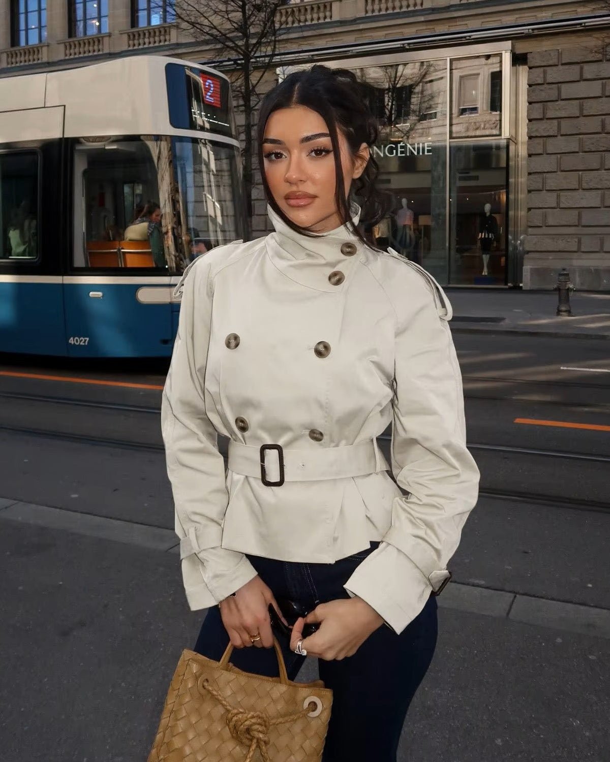 OLANE Classic British Belted Trench Coat BeigeSWomen's Coats & Jackets