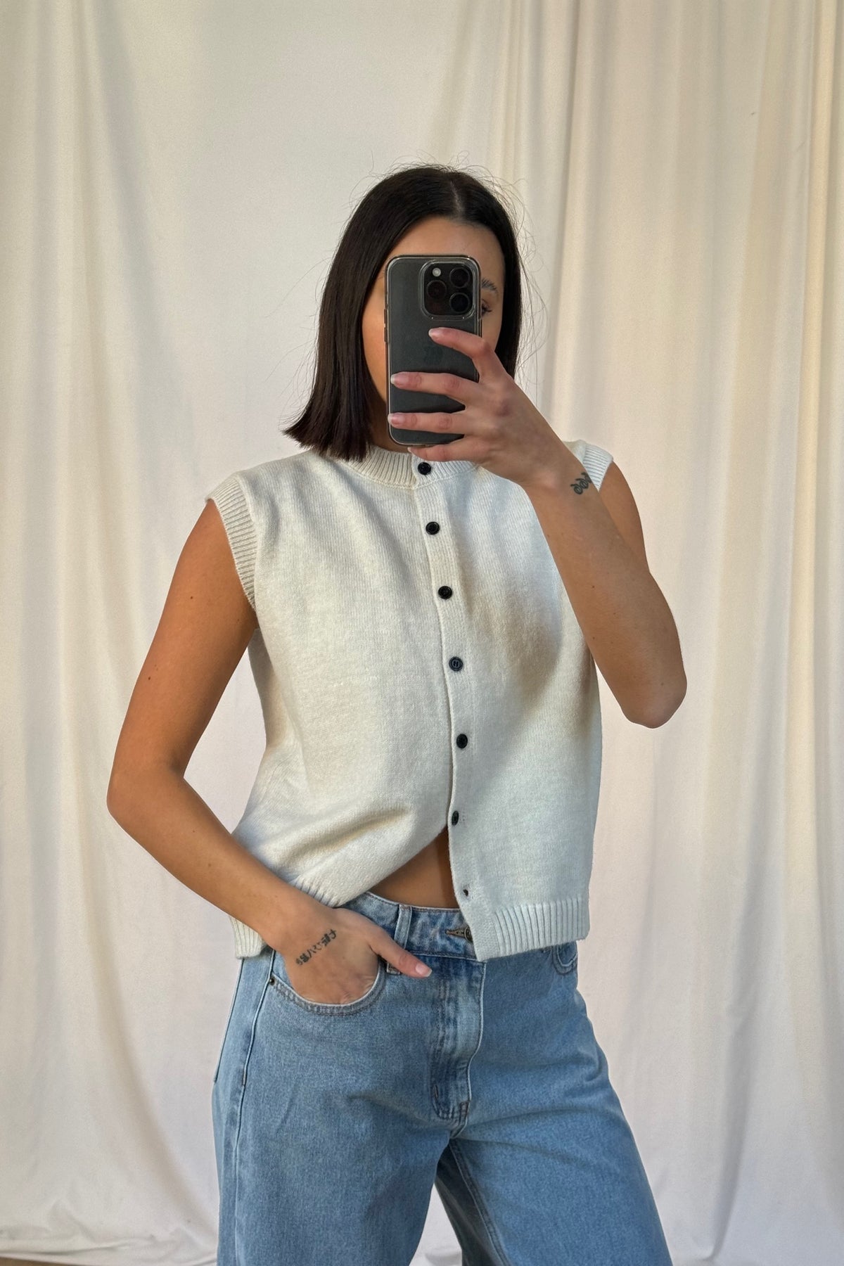OLANE Classic Button Front Knit Cardigan WhiteLWomen's Sweaters & Cardigans
