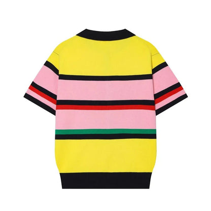 OLANE Classic Colorblock Polo Knit Top LWomen’s Tops