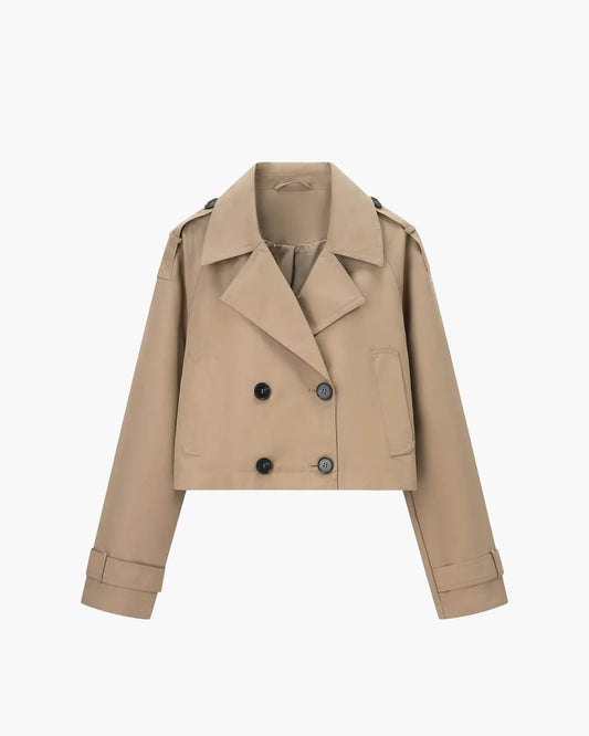 OLANE Classic Cropped Trench Coat BeigeXSWomen’s Jackets & Coats