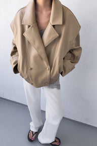 Cappotto classico doppiopetto in ecopelle