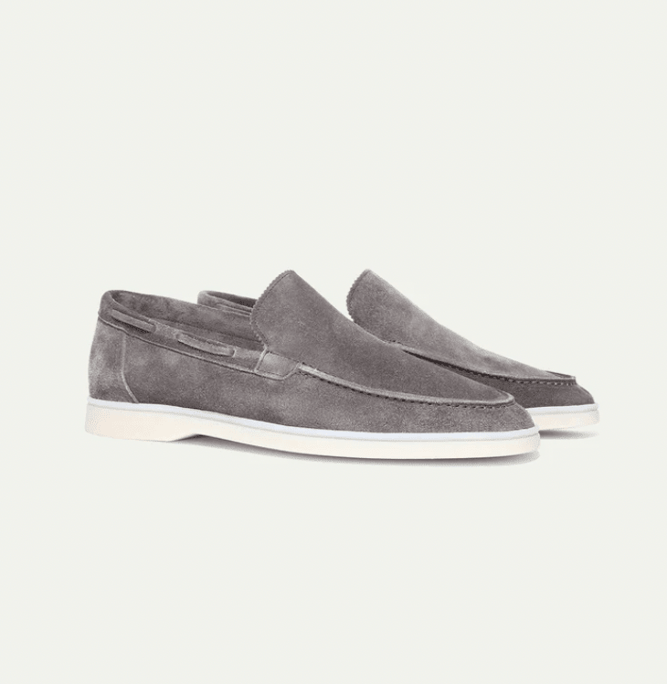 OLANE Classic Faux Leather Slip - On Loafers Light Grey38Men's Shoes