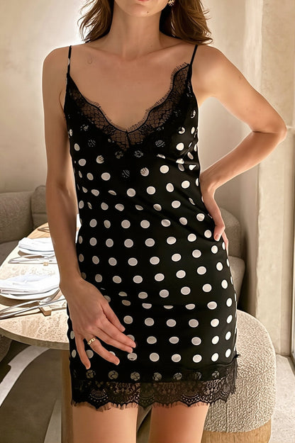 OLANE Classic Polka Dot Lace Cami Dress Polka DotSWomen's Dresses