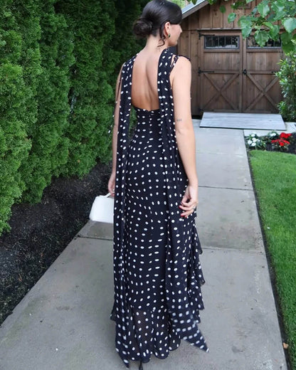 OLANE Classic Polka Dot Maxi Dress SWomen's Dresses