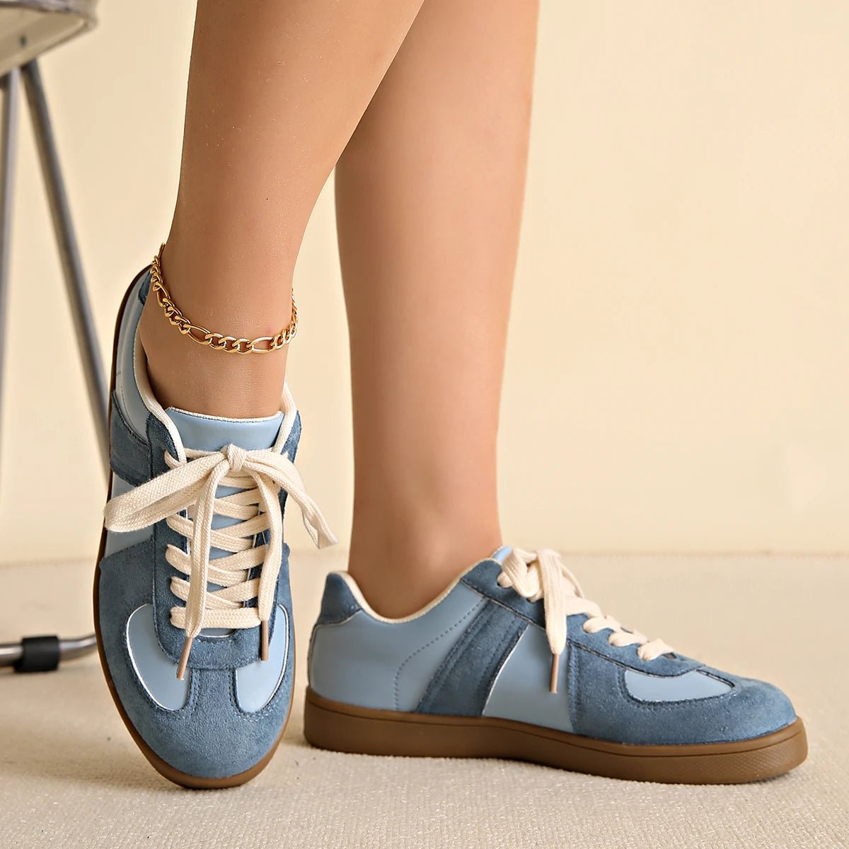 OLANE Classic Suede Sneakers with Details Brown36Women's Shoes