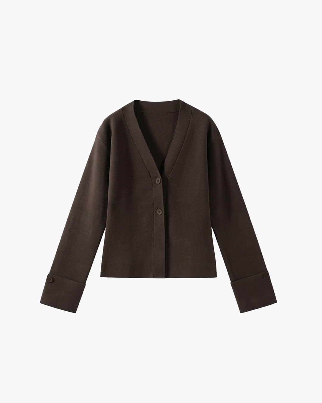 OLANE Classic V-Neck Buttoned Cardigan BrownSCardigan