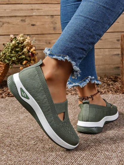 OLANE Comfort Slip-On Knitted Walking Shoe Green35/5Women's Shoes