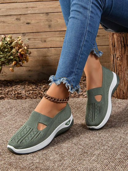 OLANE Comfort Slip-On Knitted Walking Shoe Green36/6Women's Shoes
