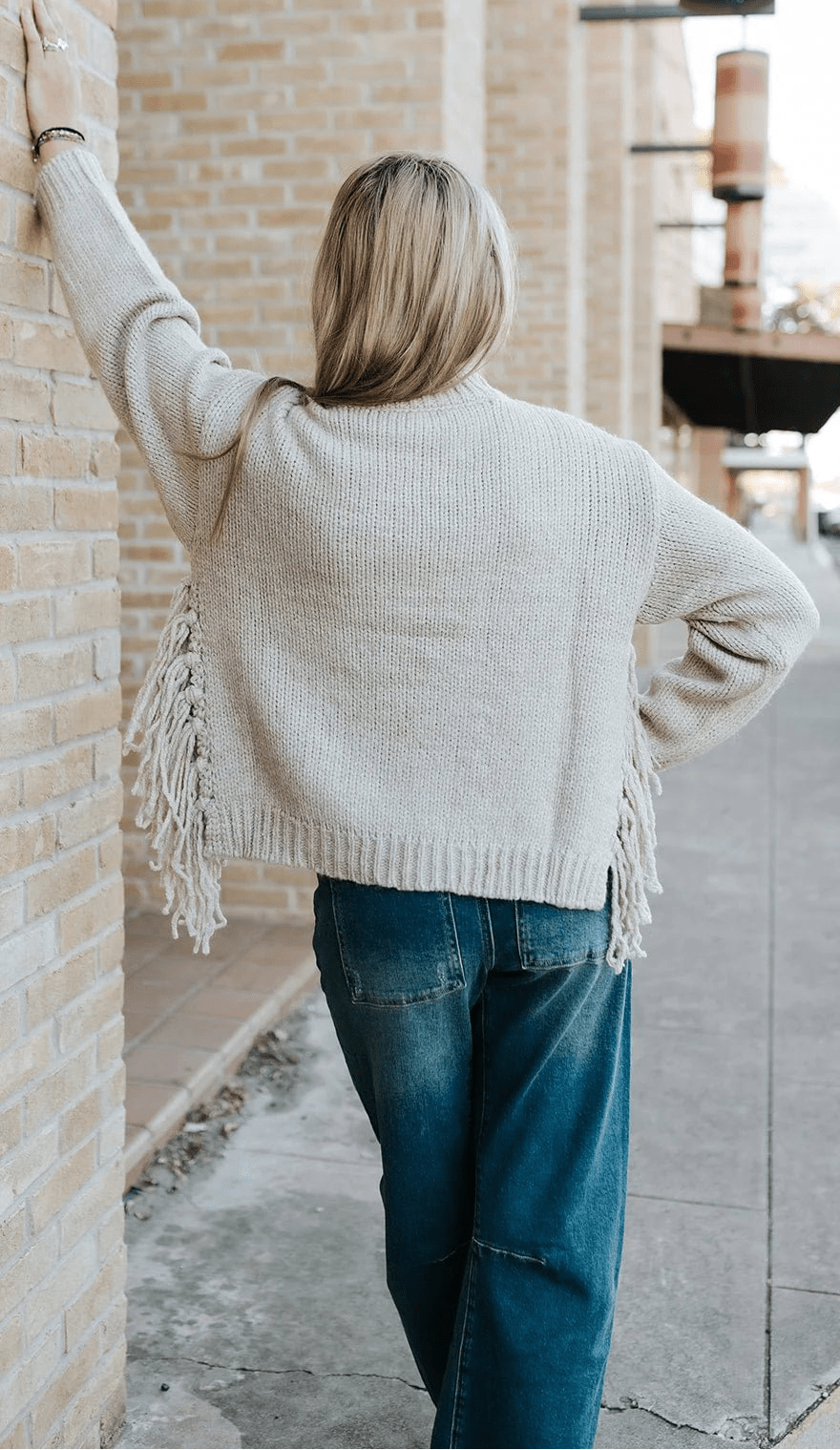 OLANE Cozy Oversized Tassel Knit Sweater MWomen's Sweaters & Cardigans