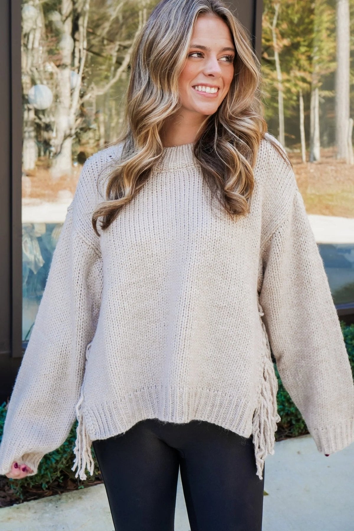OLANE Cozy Oversized Tassel Knit Sweater SWomen's Sweaters & Cardigans