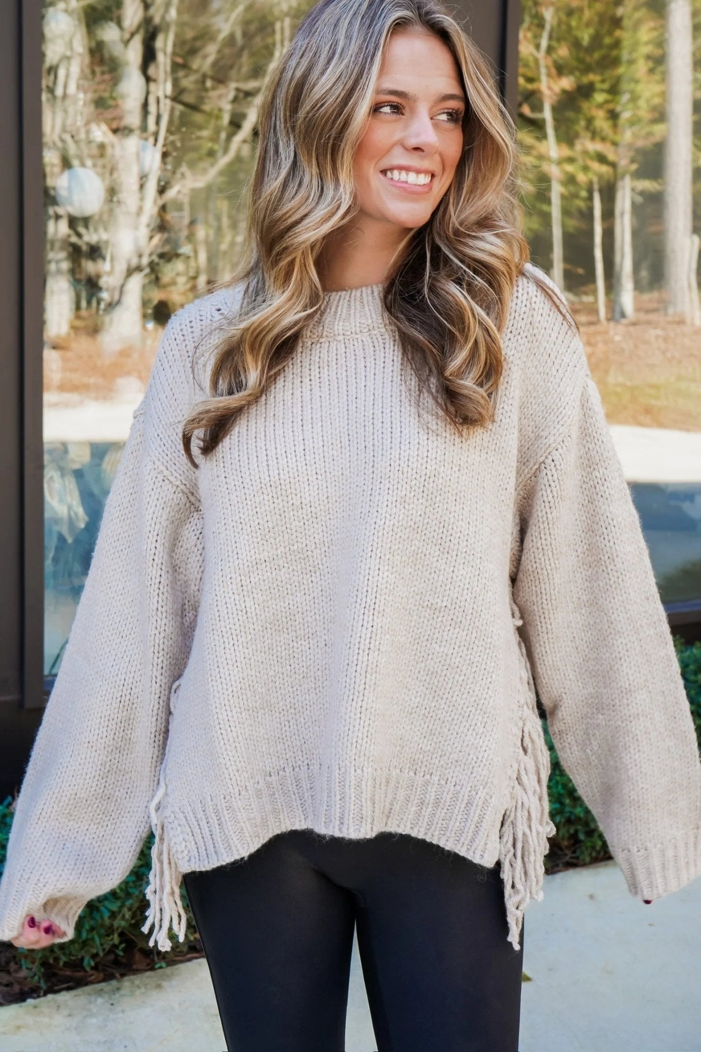 OLANE Cozy Oversized Tassel Knit Sweater SWomen's Sweaters & Cardigans