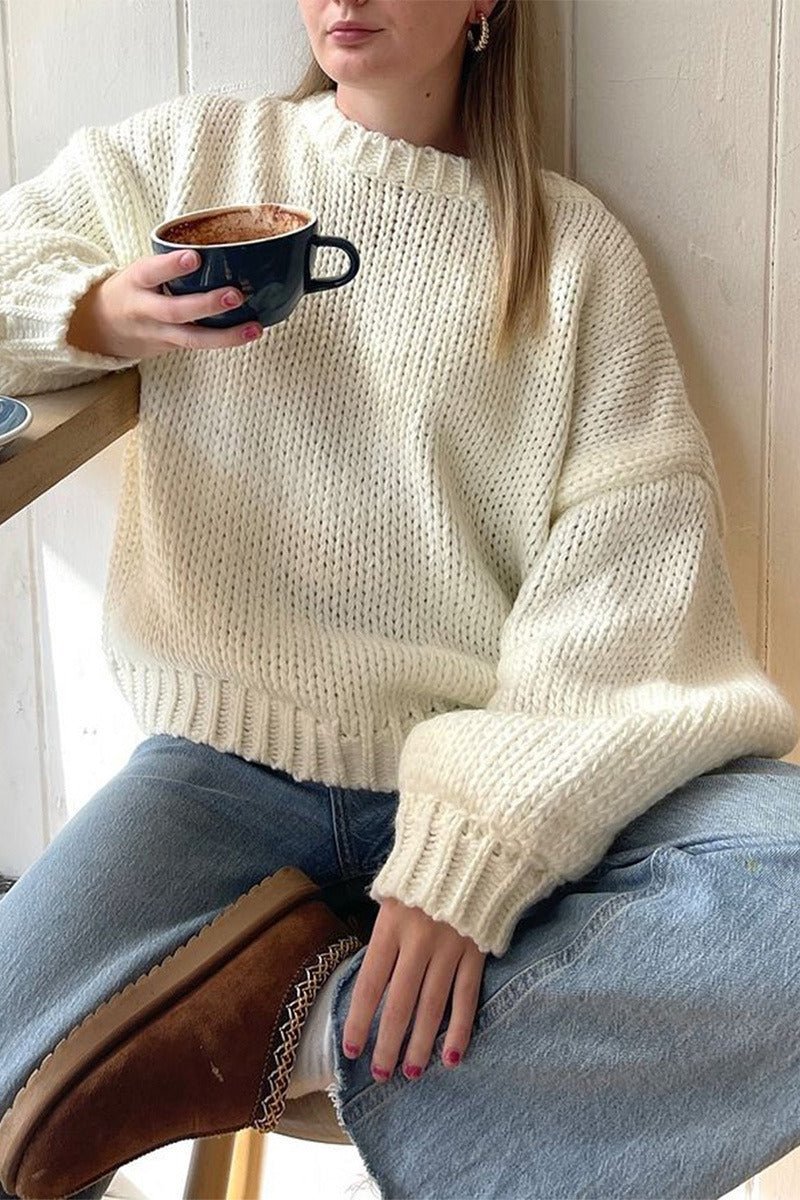 OLANE Crew Neck Layering Sweater WhiteOne SizeWomen's Sweaters & Cardigans