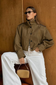 Veste utilitaire courte plissée