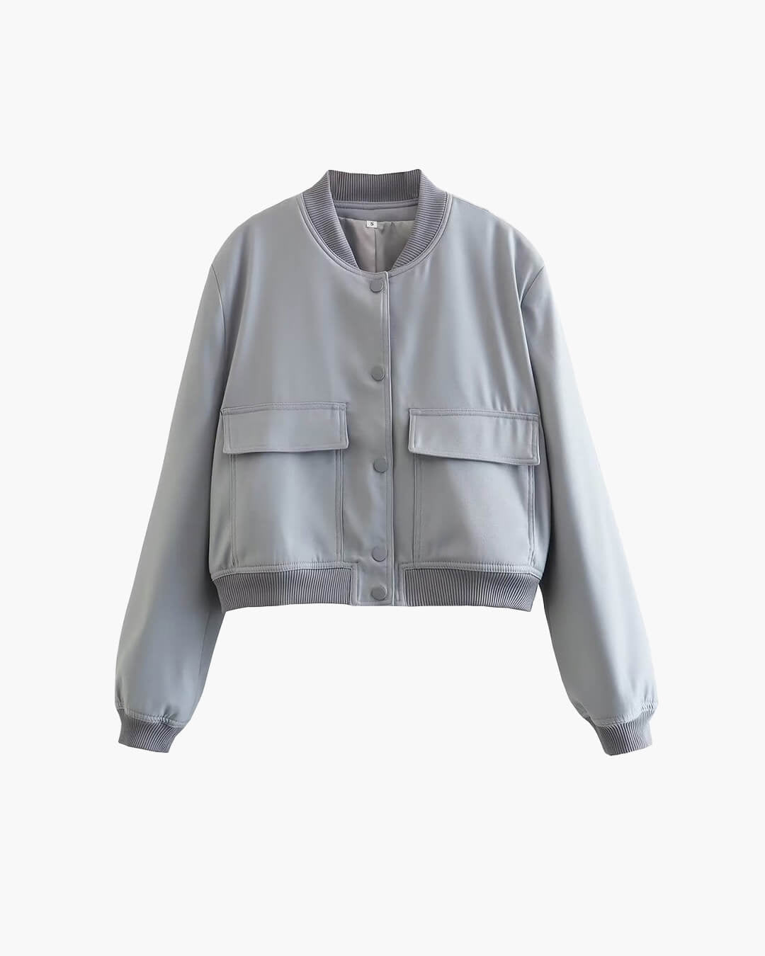 OLANE Cropped Ribbed Bomber Jacket Ash GraySWomen's Coats & Jackets