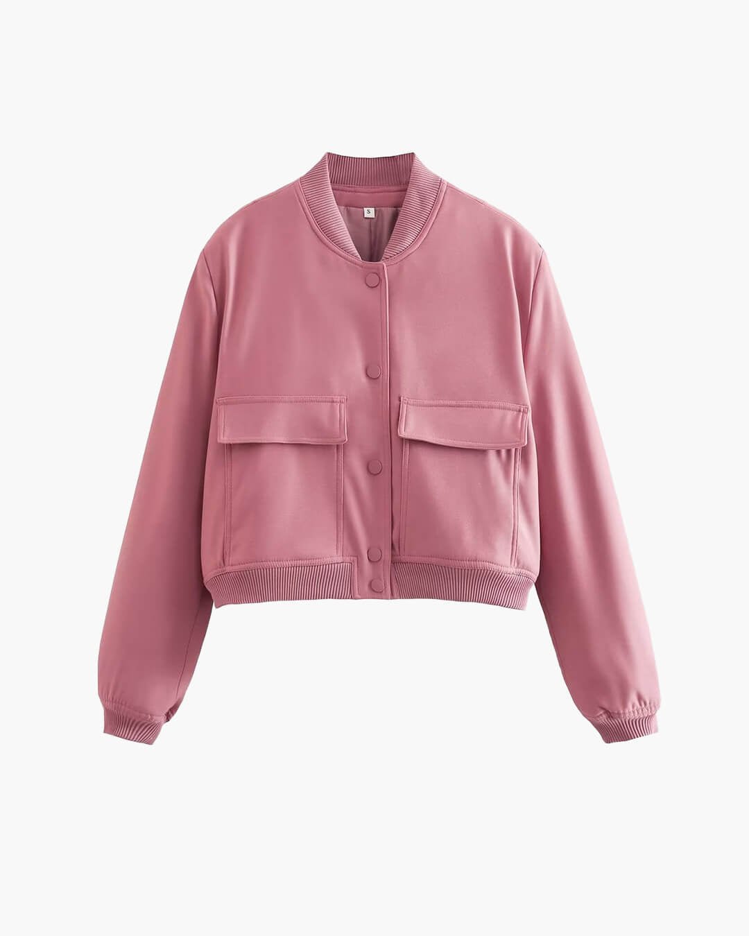 OLANE Cropped Ribbed Bomber Jacket Blush PinkSWomen's Coats & Jackets