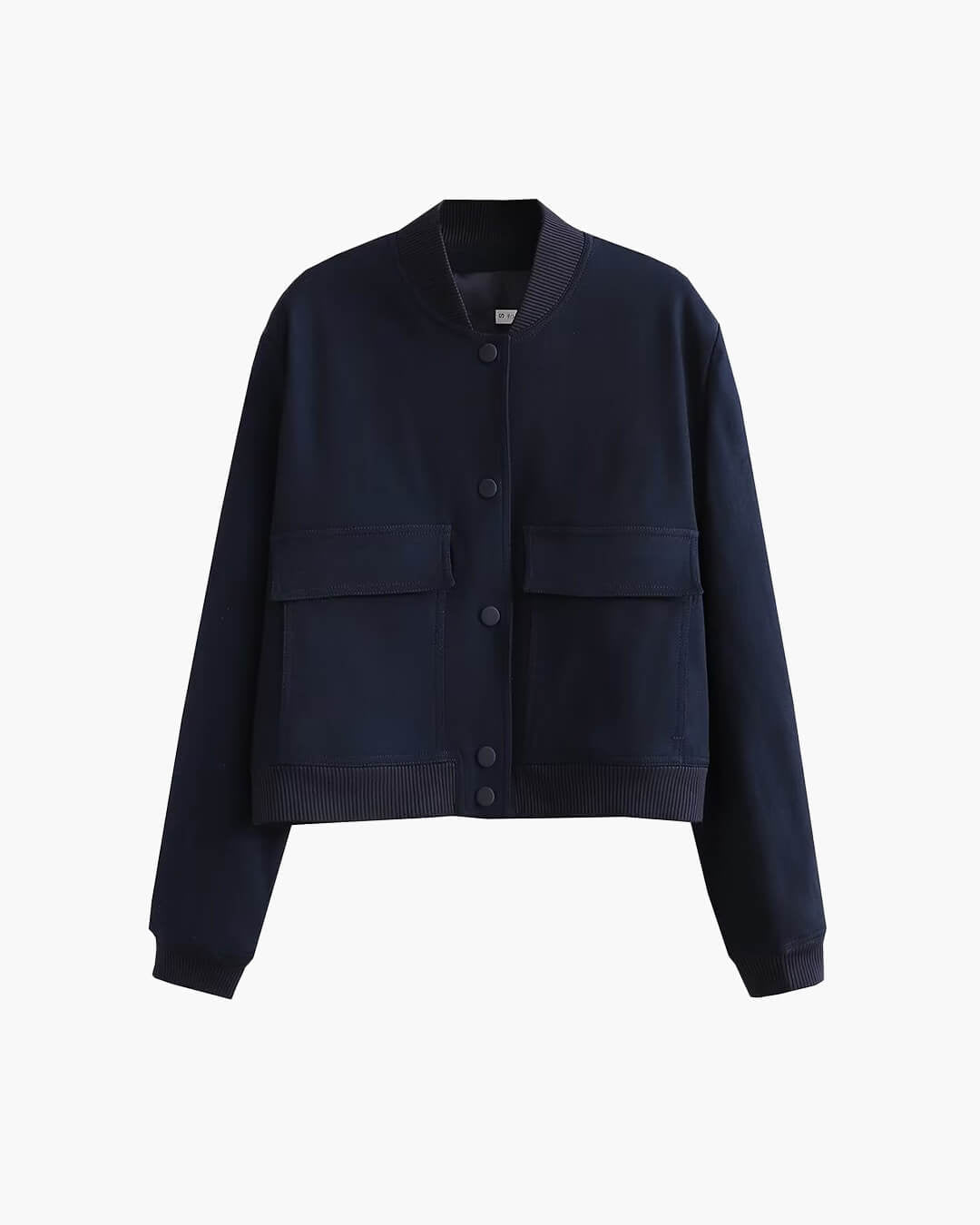 OLANE Cropped Ribbed Bomber Jacket NavySWomen's Coats & Jackets