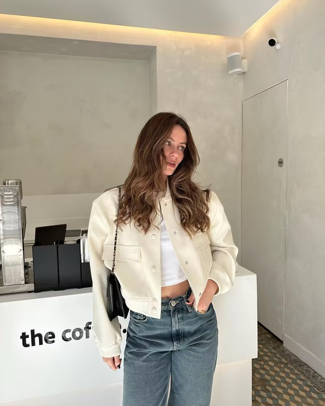 OLANE Cropped Ribbed Bomber Jacket OatmilkMWomen's Coats & Jackets