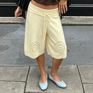 Short Culotte en Maille à Taille Cordon