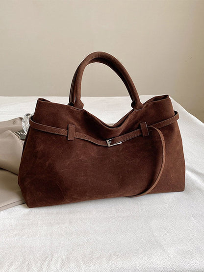 OLANE Elegant Faux Suede Shoulder Bag BrownRegularWomen's Handbags