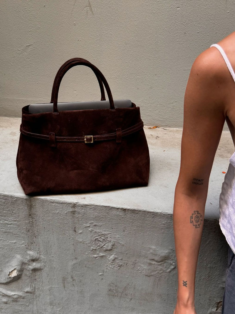 OLANE Elegant Faux Suede Shoulder Bag BrownRegularWomen's Handbags