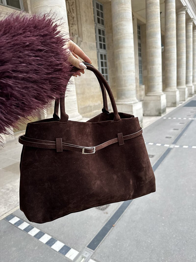 OLANE Elegant Faux Suede Shoulder Bag BrownRegularWomen's Handbags