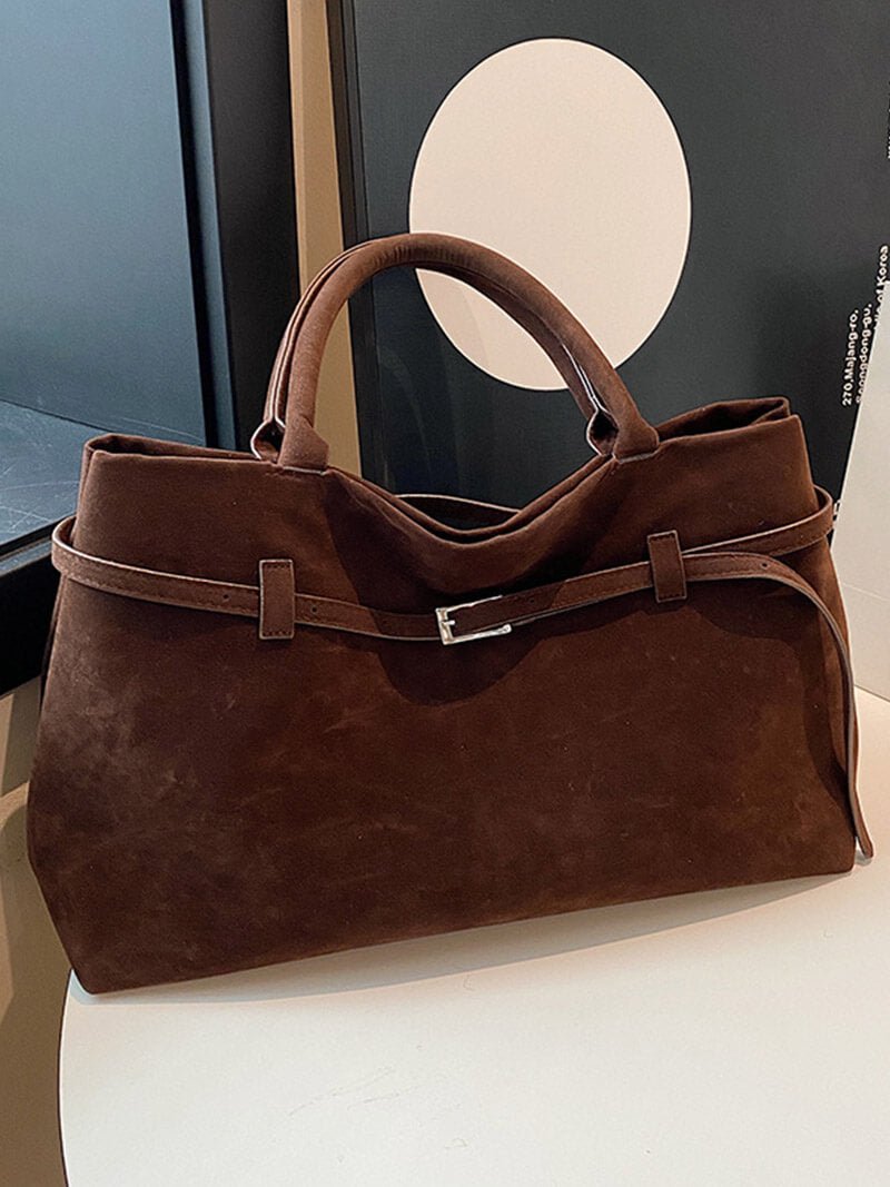 OLANE Elegant Faux Suede Shoulder Bag BrownRegularWomen's Handbags