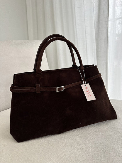OLANE Elegant Faux Suede Shoulder Bag BrownRegularWomen's Handbags