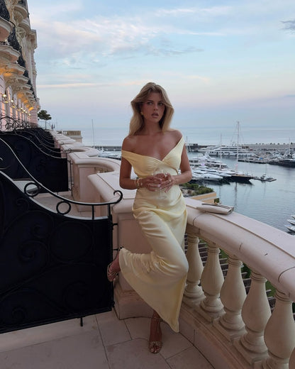 OLANE Elegant Off - Shoulder Satin Maxi Dress XSWomen’s Dresses