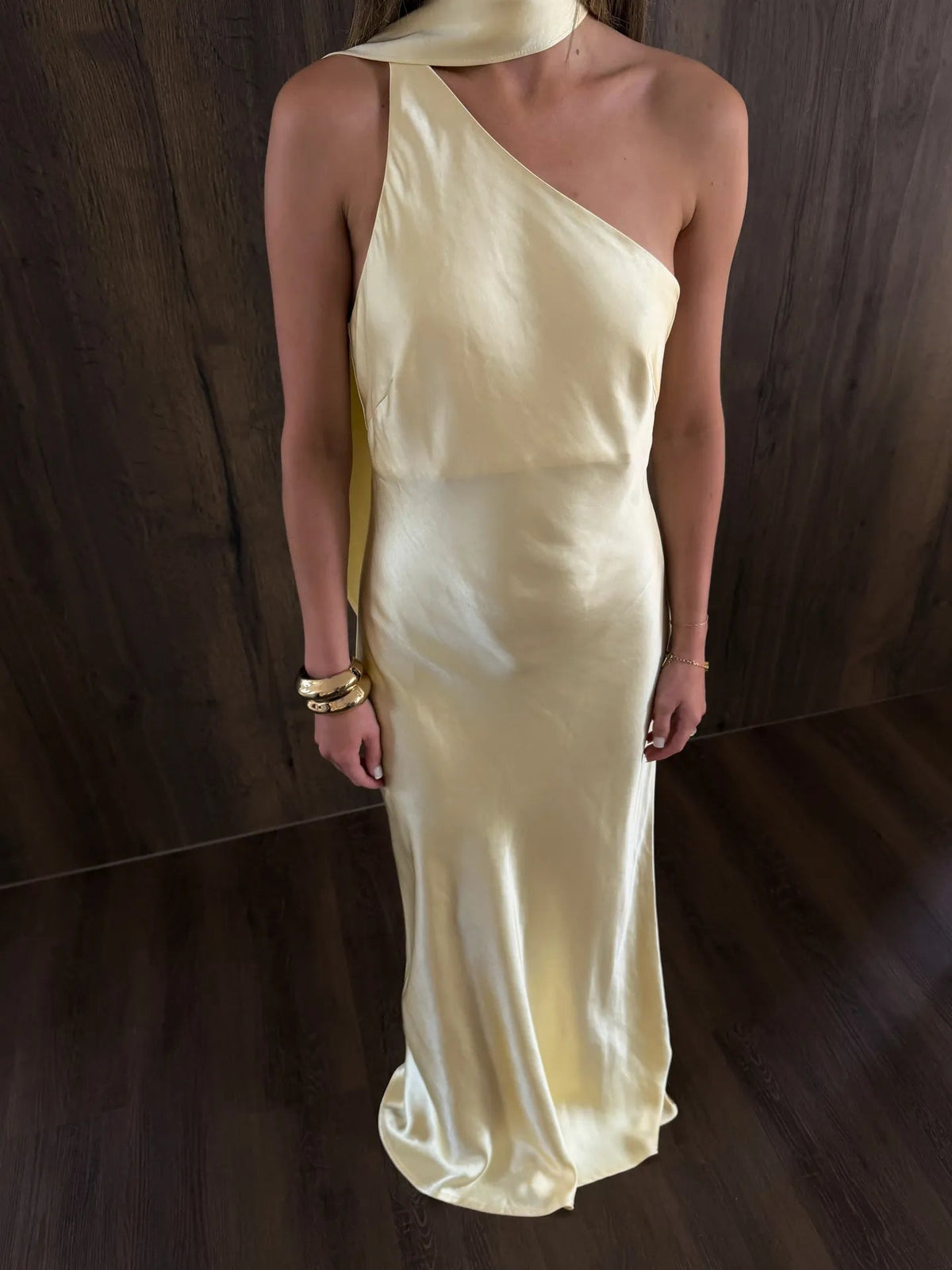 OLANE Elegant One-Shoulder Silk Evening Gown LWomen’s Dresses