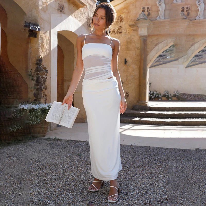 OLANE Elegant Two-Piece Crop Dress Set WhiteXSWomen's Sets