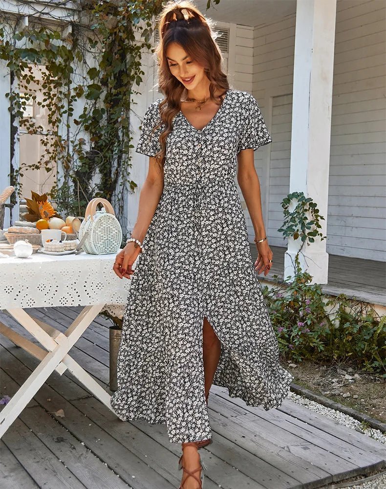 OLANE Ella Vintage Floral Maxi Dress BlackSWomen's Dresses