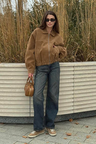 Bomber zippé faux suède