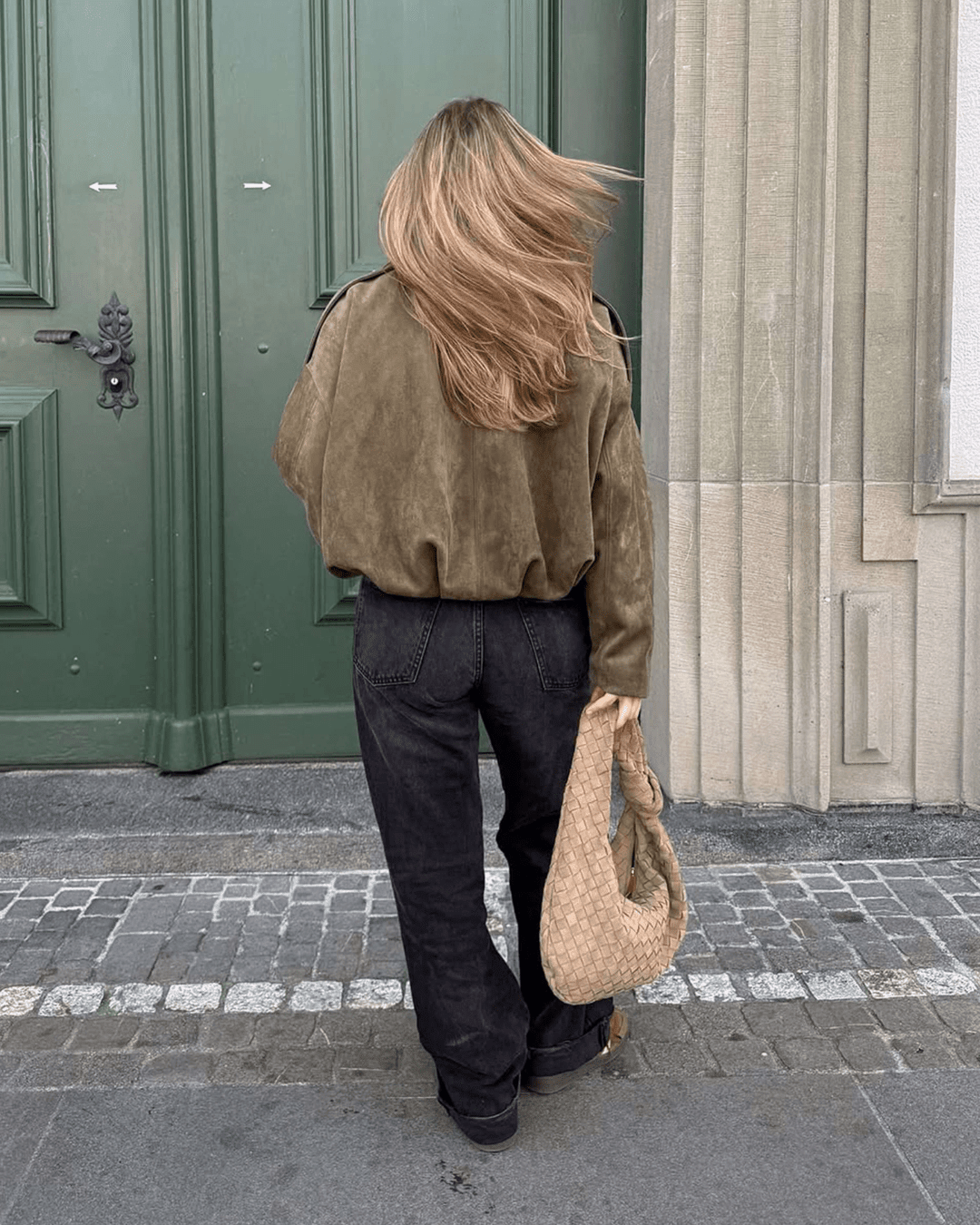 OLANE Faux Suede Zip-Up Bomber Jacket OliveSWomen's Coats & Jackets