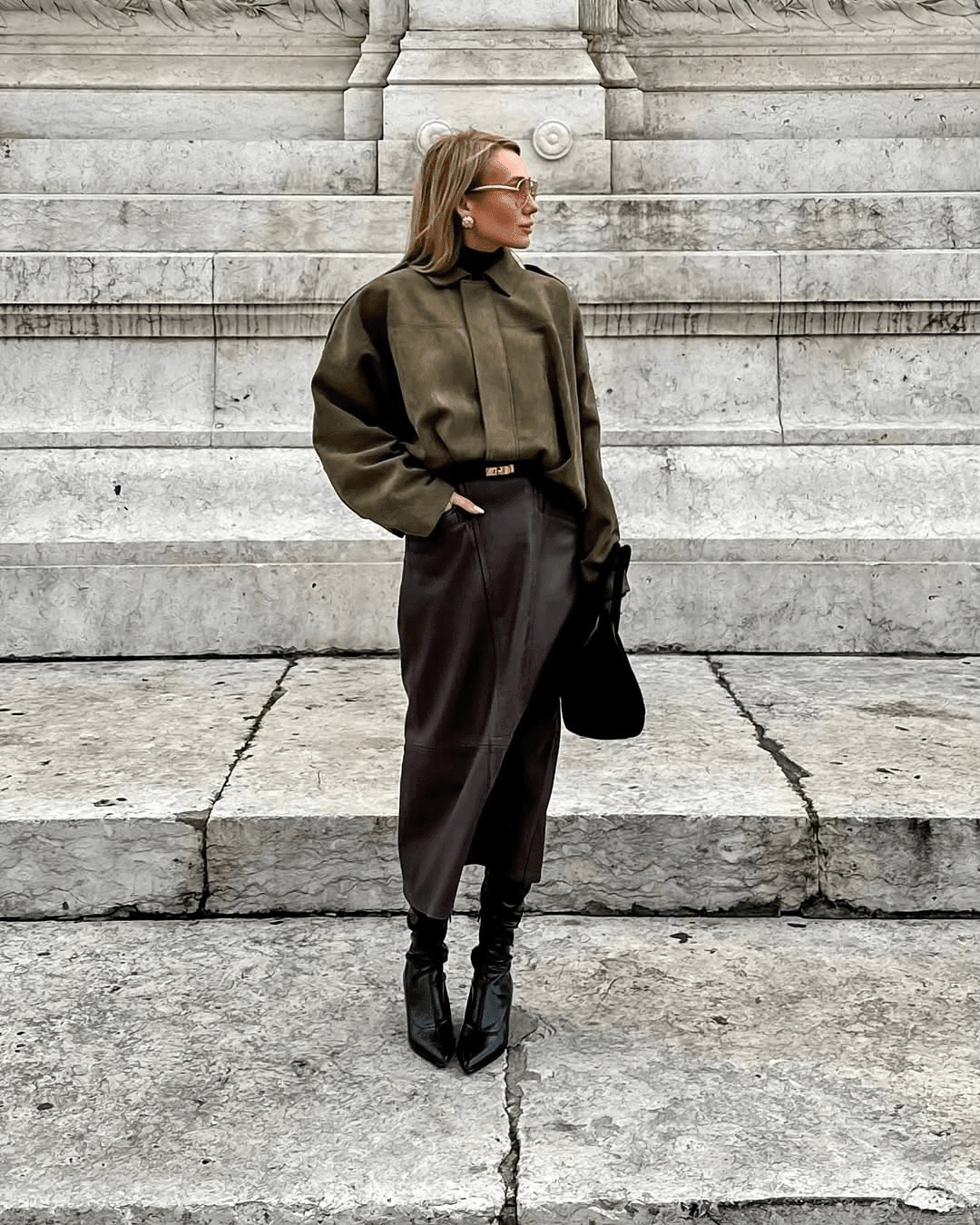 OLANE Faux Suede Zip-Up Bomber Jacket OliveSWomen's Coats & Jackets