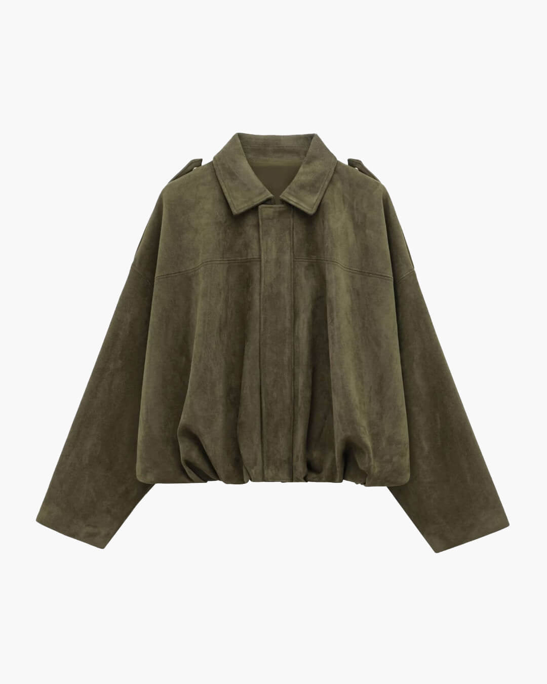 OLANE Faux Suede Zip-Up Bomber Jacket OliveSWomen's Coats & Jackets