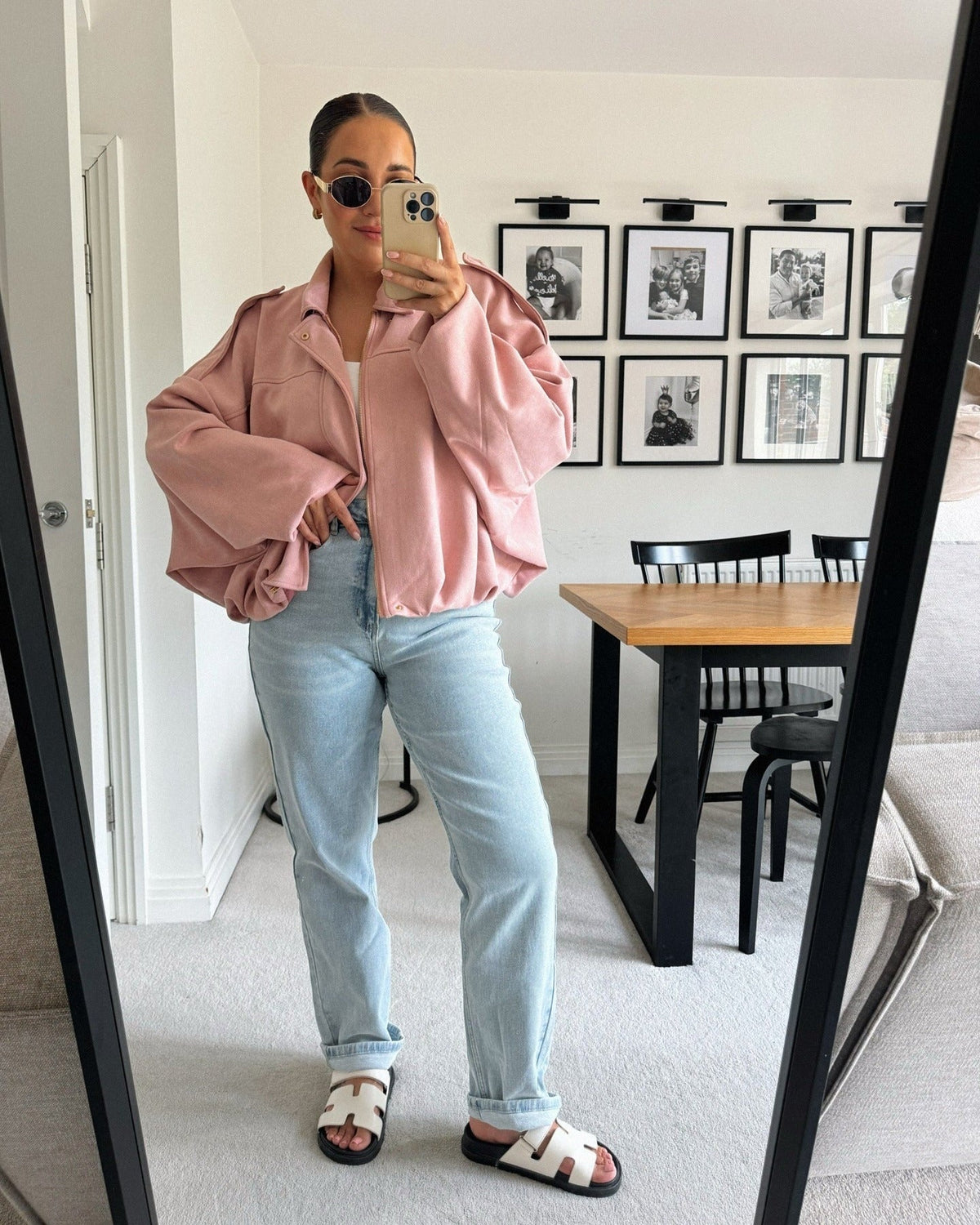 OLANE Faux Suede Zip-Up Bomber Jacket PinkSWomen's Coats & Jackets