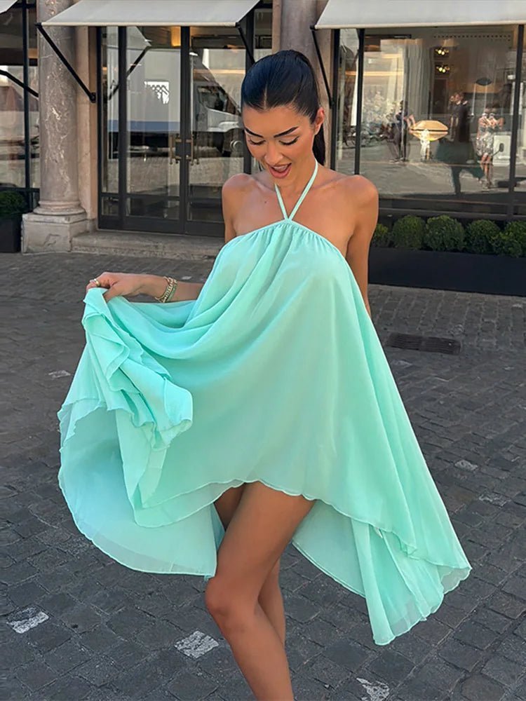 OLANE Alice Backless Halter Mini Dress Mint GreenXSWomen's Dresses