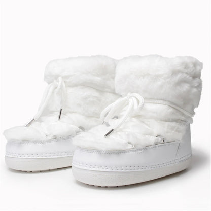 OLANE Fluffy Fur Winter Snow Boots Black Low36-37Women's Shoes