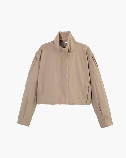 OLANE Full Zip High Collar Cropped Jacket KhakiXSWomen's Coats & Jackets