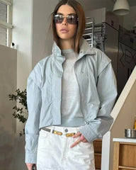 Isabel Full Zip High Collar Cropped Jacket