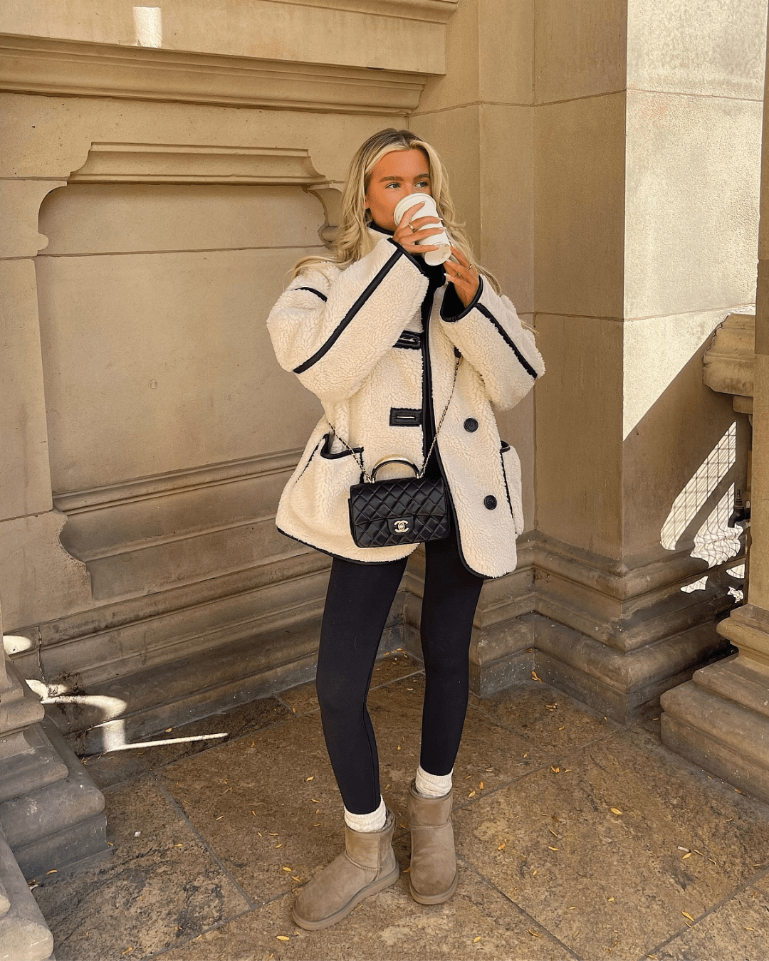 OLANE Funnel Neck Faux Sherpa Jacket LWomen's Coats & Jackets
