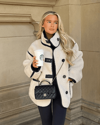 OLANE Funnel Neck Faux Sherpa Jacket MWomen's Coats & Jackets