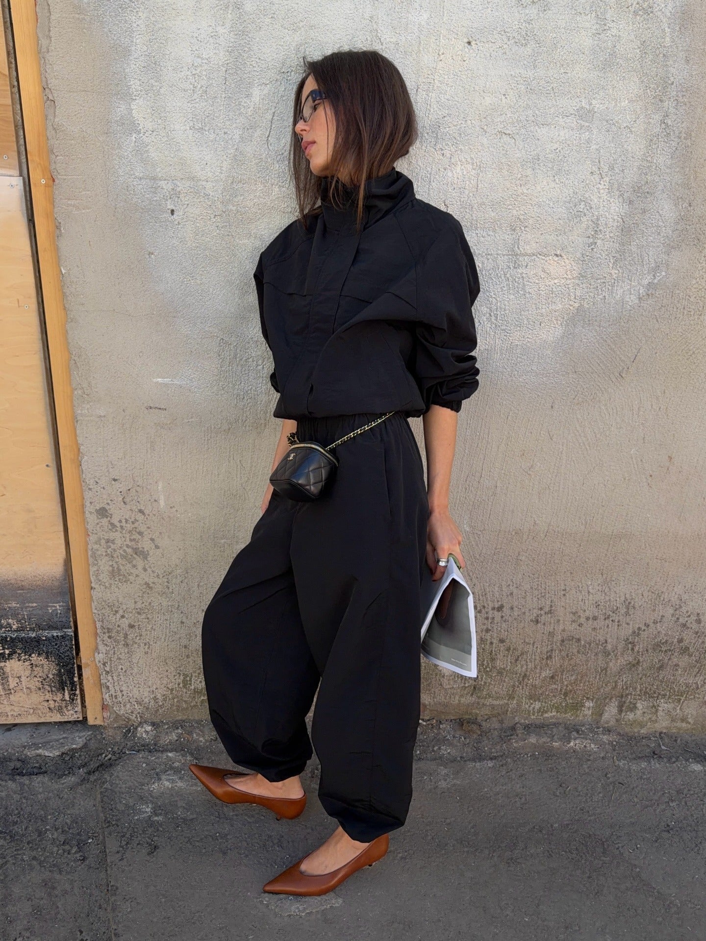 OLANE Funnel Neck Windbreaker Jacket BlackMWomen's Coats & Jackets
